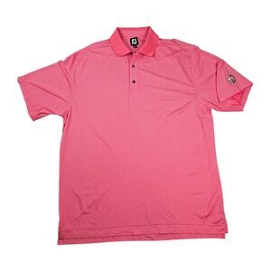 FootJoy FJ Golf Polo Shirt Mens XXL 2XL Pink White Circles Polkadot Geometric